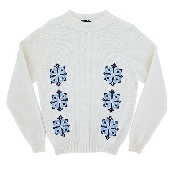 Vintage Snowflake Winter Crewneck Sweater White M - Picture 1 of 4